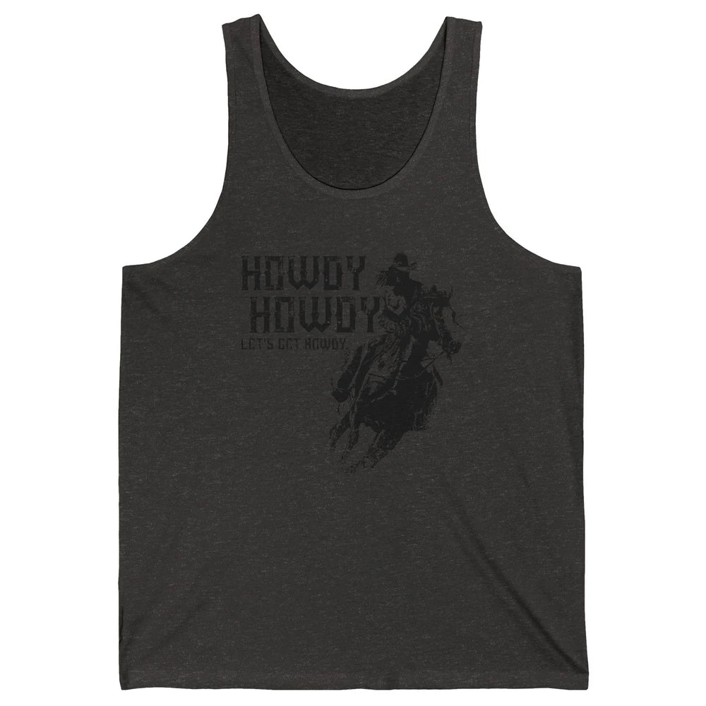 Retro Howdy Cowboy Rodeo Riding Horse Western Country Men Unisex Jersey Tank