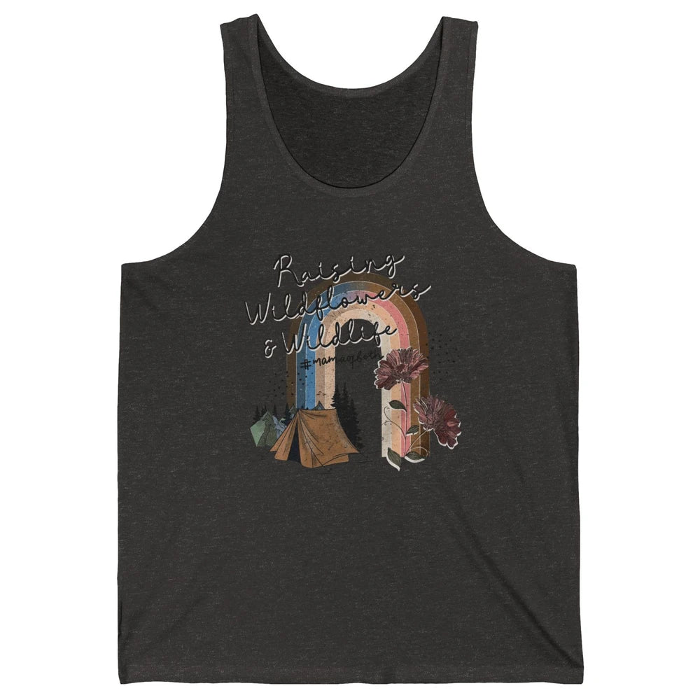 Raising Wildflowers & Wildlife Mama Of Both Retro Boho Mama Unisex Jersey Tank