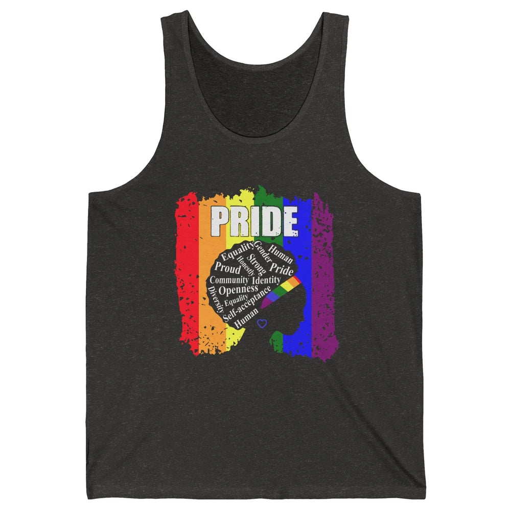 Proud Afro Girl Gay Pride Month Equality Unisex Jersey Tank