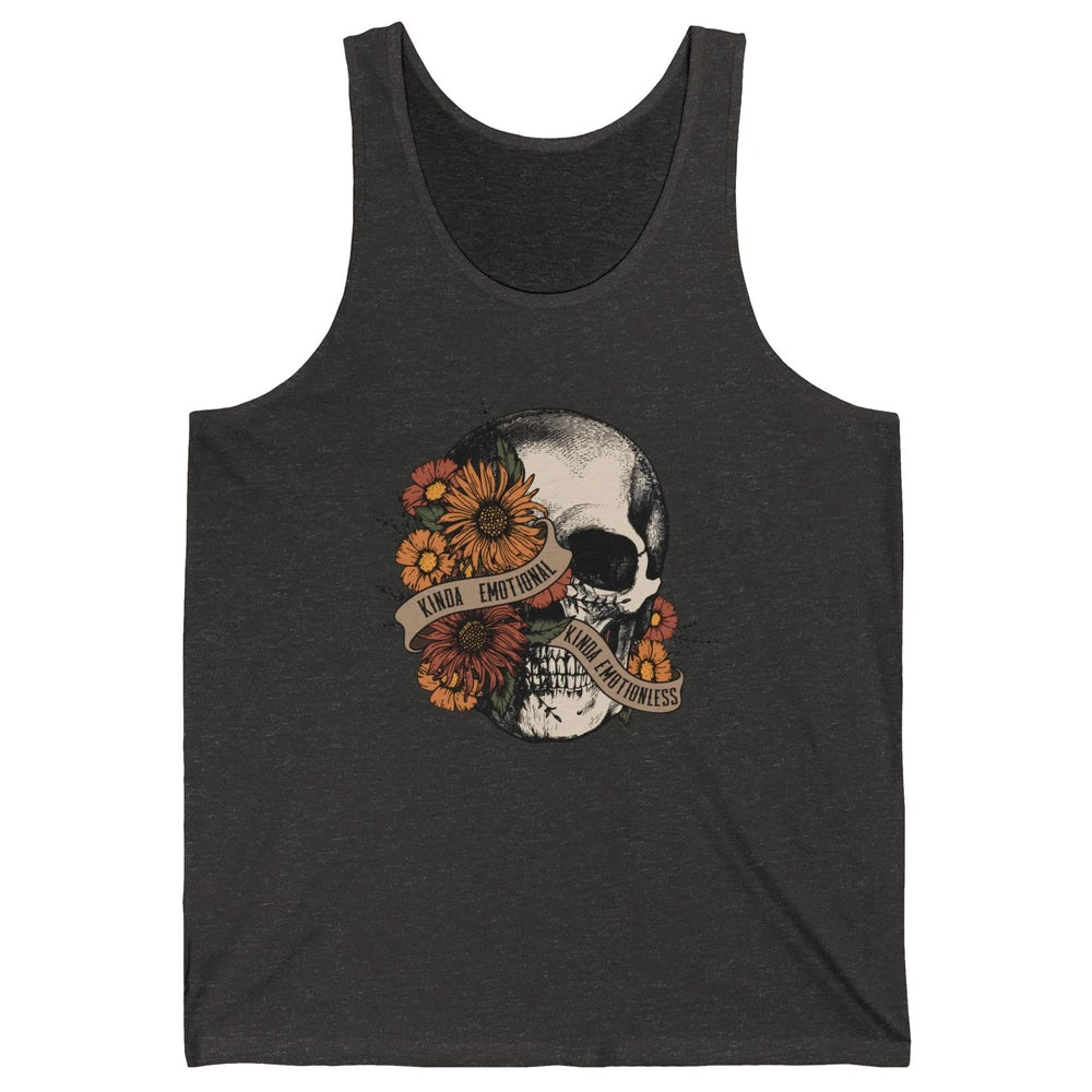 Retro Kinda Emotional Kinda Emotionless Floral Skull Unisex Jersey Tank