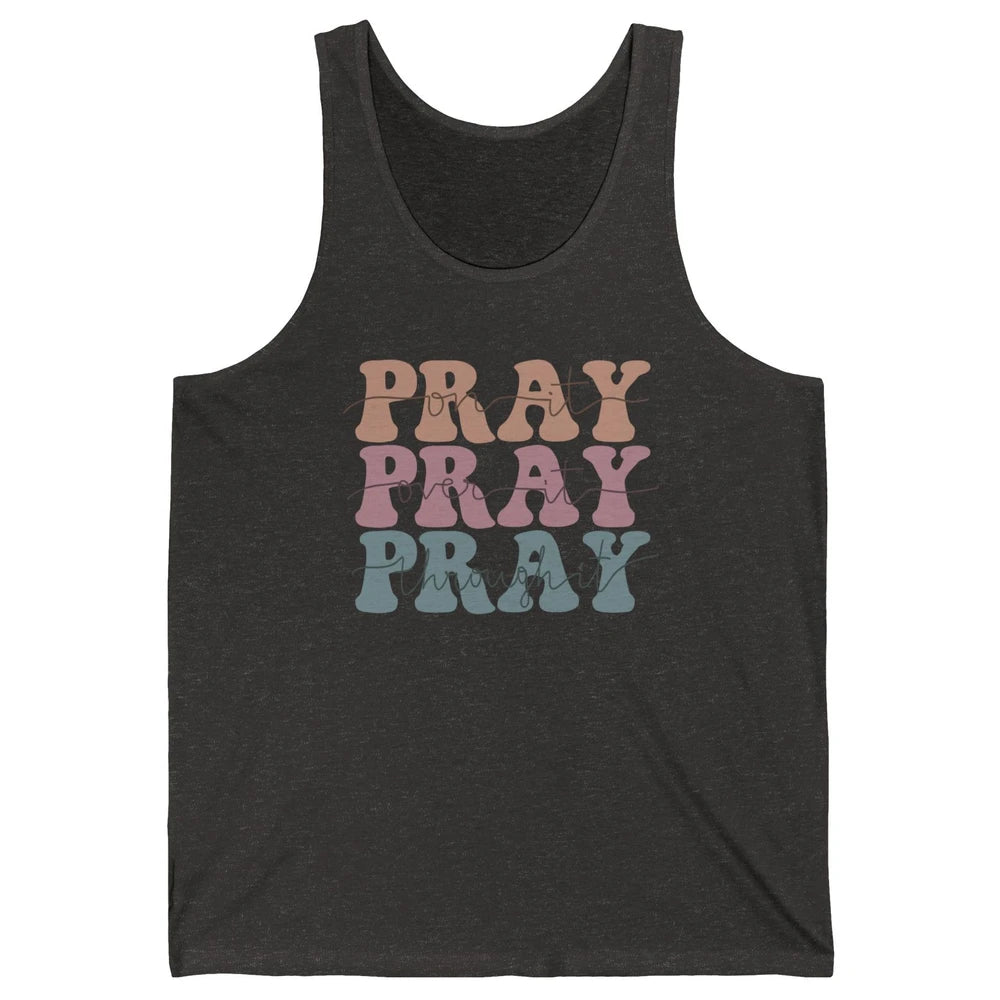 Retro Pray On It Over It Christian Bible Faith In Jesus Unisex Jersey Tank