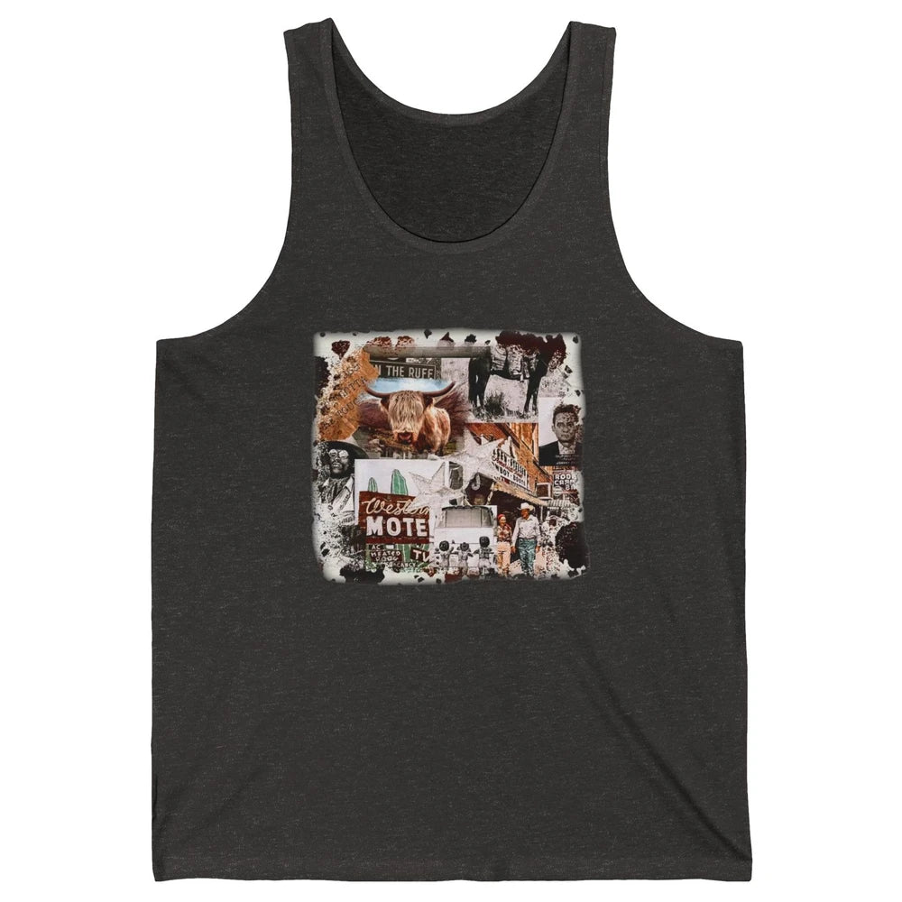 Retro Cowgirl And Cowboy Highland Cow Western Country Symbol Unisex Jersey Tank