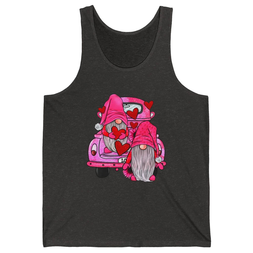 Pink Gnomes Truck Valentines Loads Of Love Western Valentine Unisex Jersey Tank