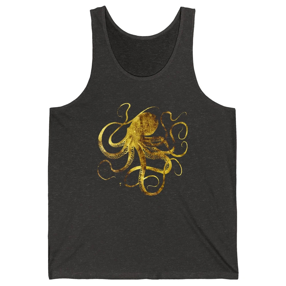 Octopus Japanese Calligraphy Gyotaku Traditional Art Print Unisex Jersey Tank