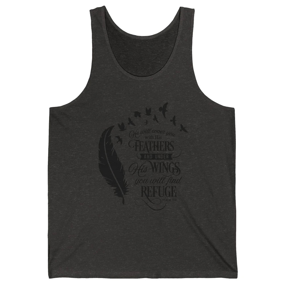 Christian He Will Cover You With His Feathers Bible Verse Unisex Jersey Tank