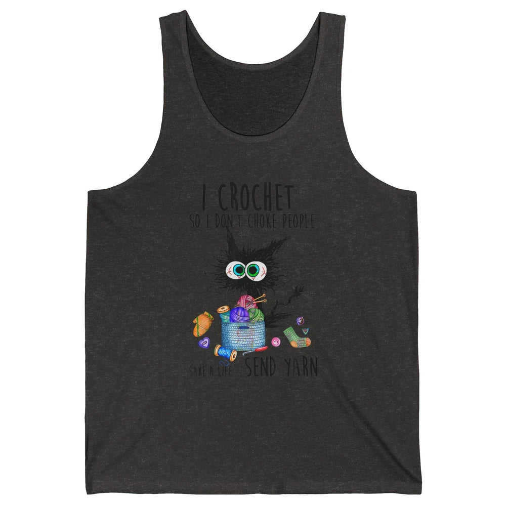 I Crochet So I Dont Choke People Cute Black Cat Knit Vintage Unisex Jersey Tank