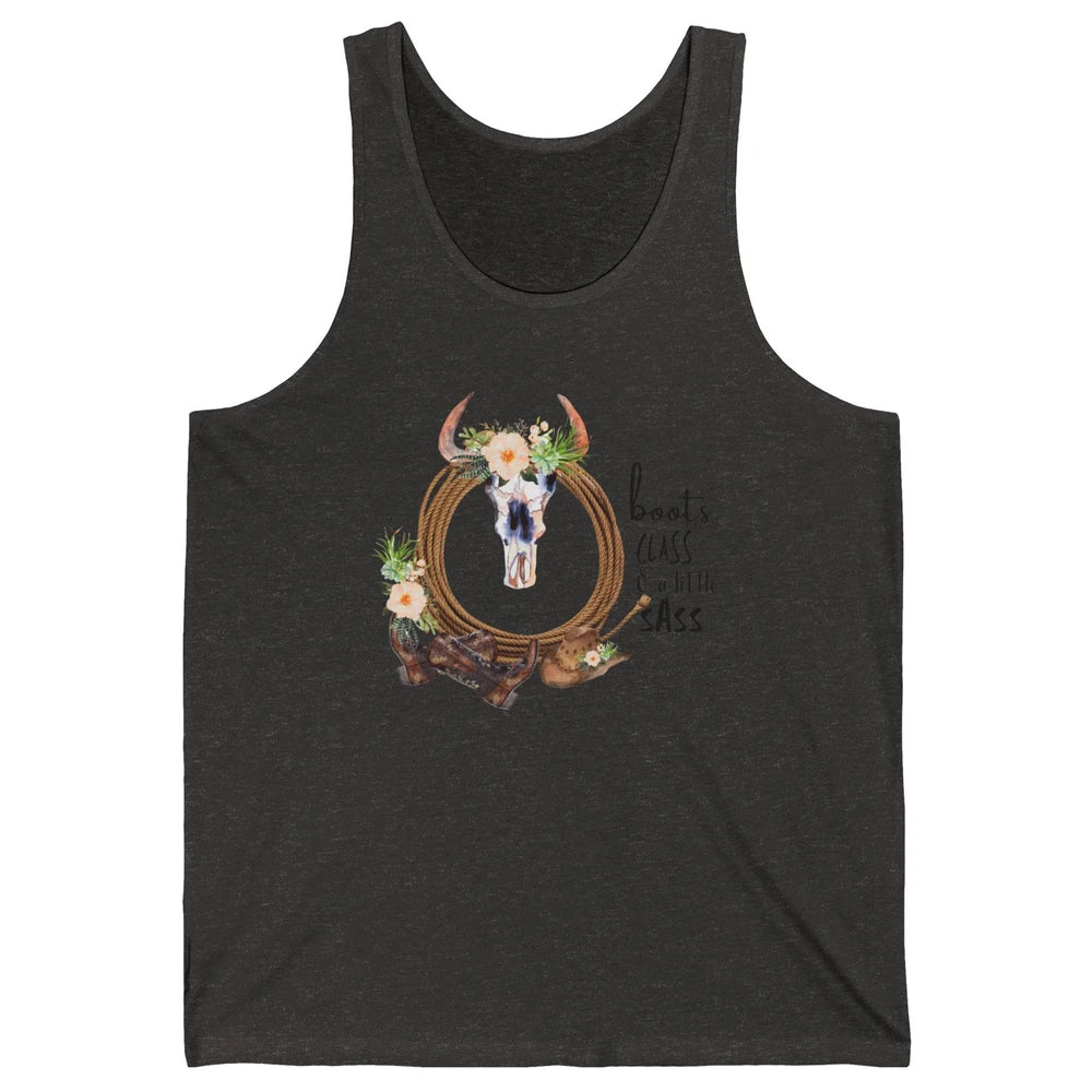 Retro Cowgirl Boots And Hat Boots Class A Little Sass Cowboy Unisex Jersey Tank