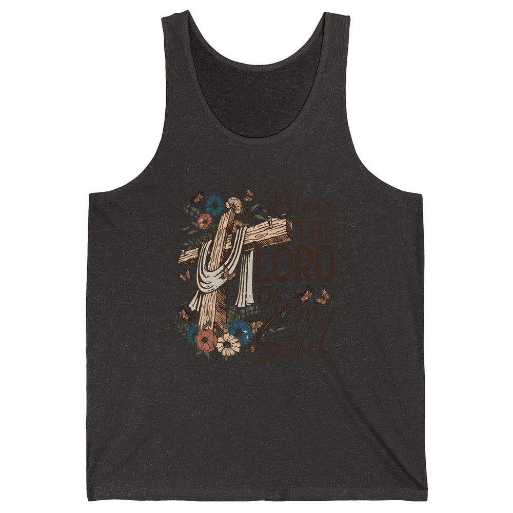 Retro Christian Floral Jesus Cross Bless The Lord Oh My Soul Unisex Jersey Tank