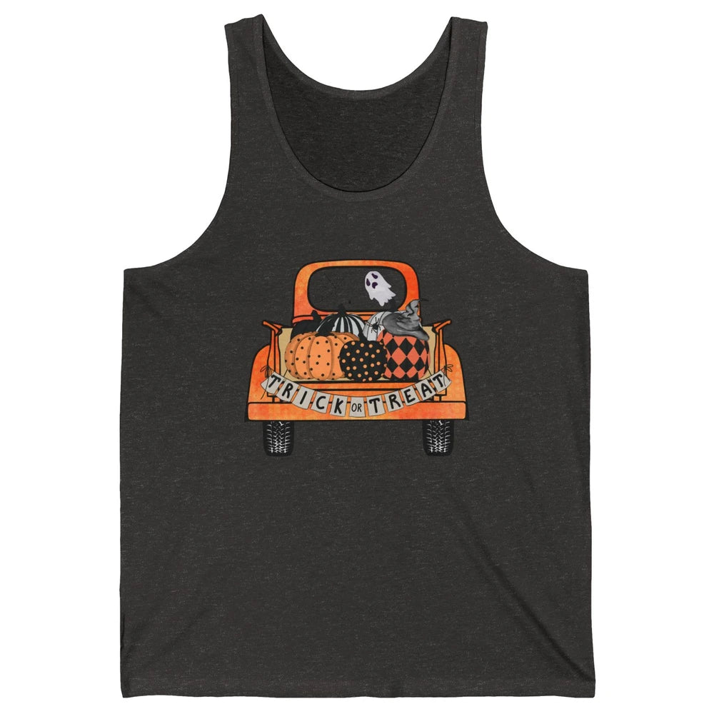 Retro Fall Pumpkin Truck Fall Halloween Trick Or Treat Gift Unisex Jersey Tank