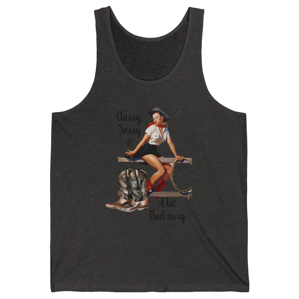 Retro Cowgirl Boots Classy Sassy Western Country Cowboy Gift Unisex Jersey Tank