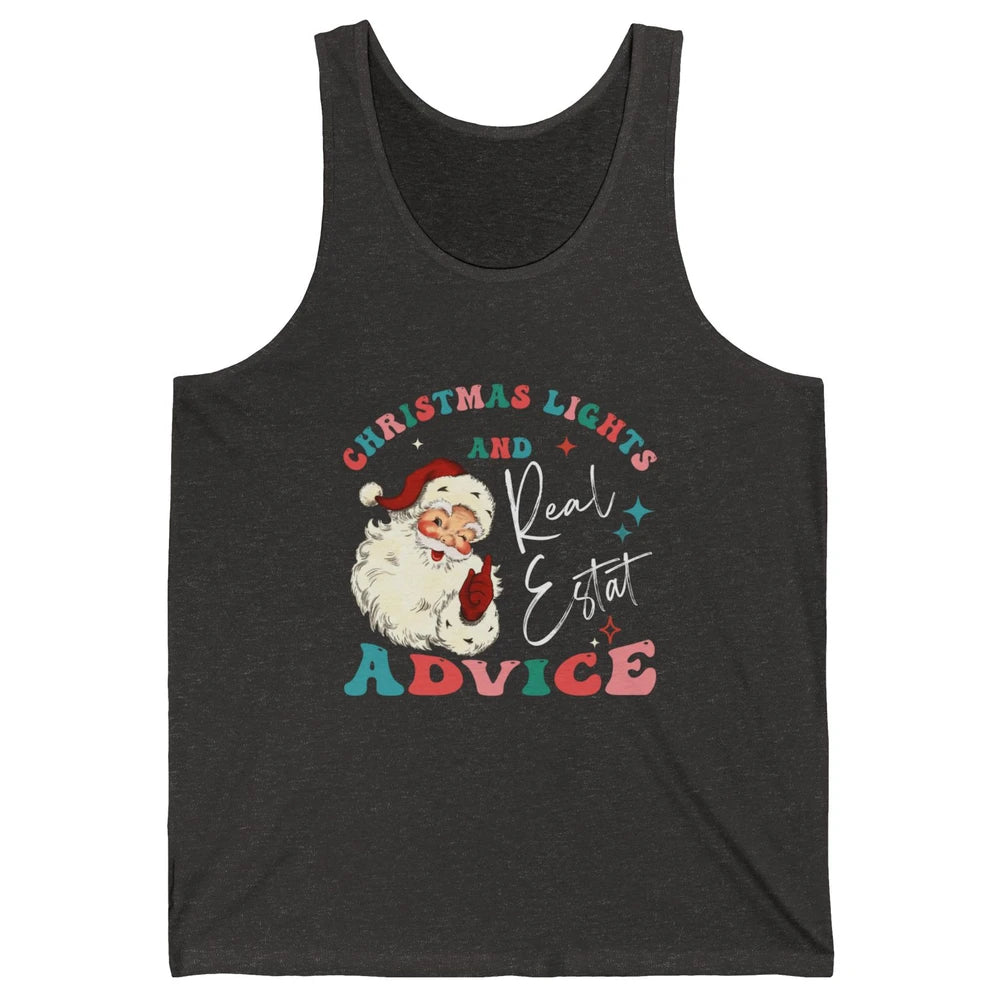 Merry Christmas Xmas Lights Santa Realtor Real Estate Advice Unisex Jersey Tank