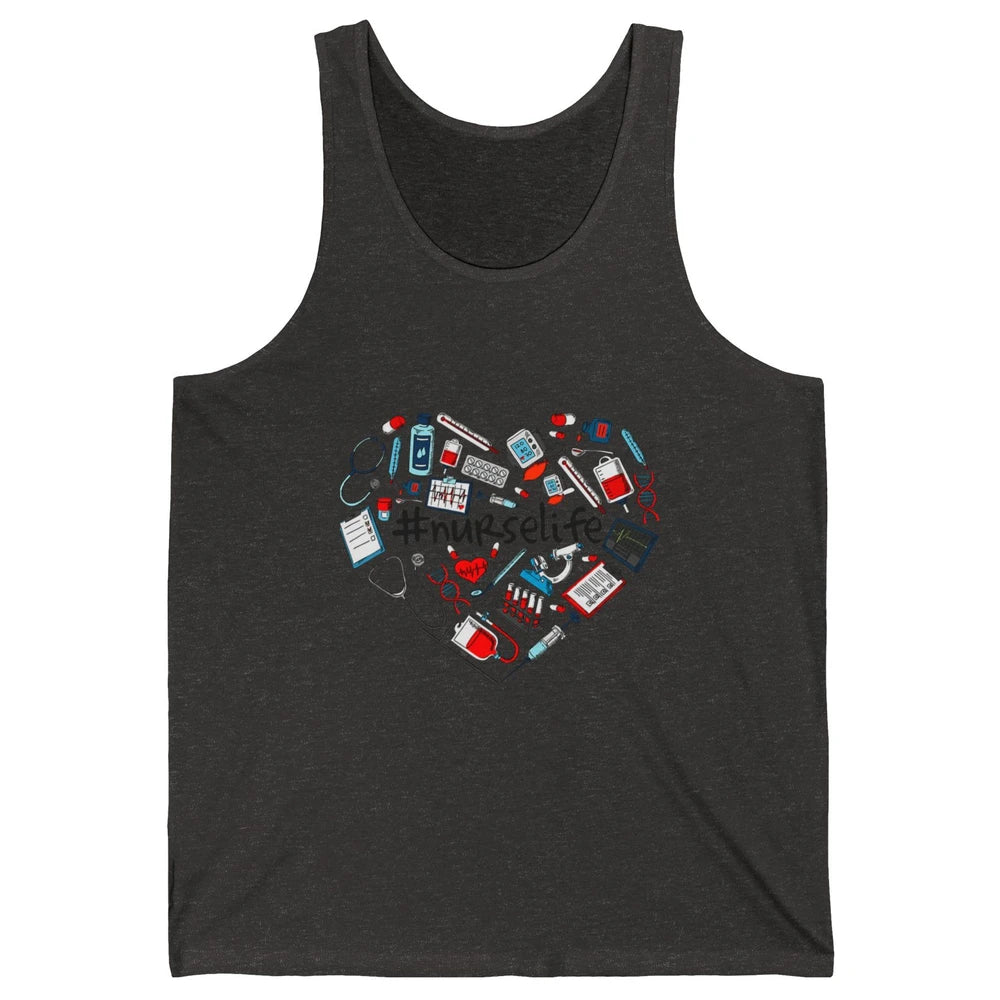 Nurse Life Stethoscope Heart Funny Nursing Love CNA Worker Unisex Jersey Tank