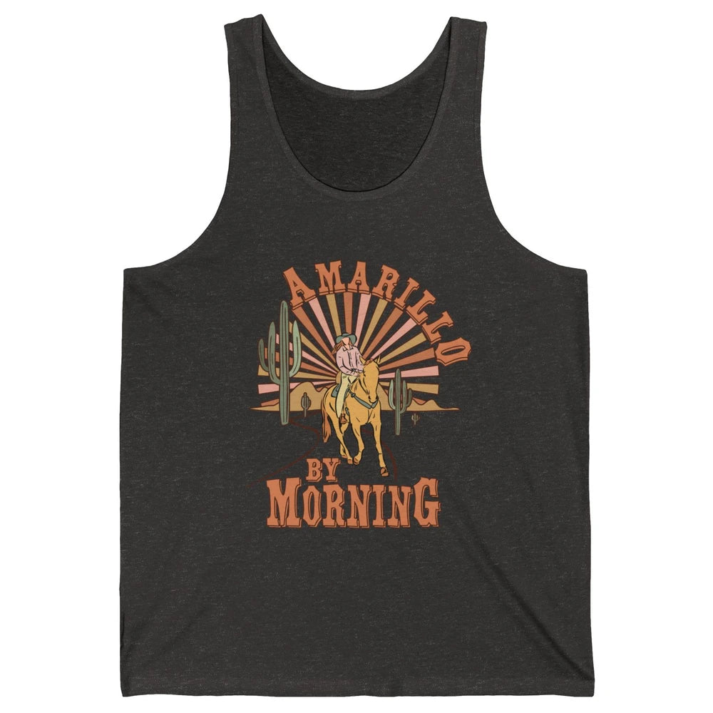 Retro Desert Cowboy Riding Horse Amarillo By Morning Western Unisex Jersey Tank