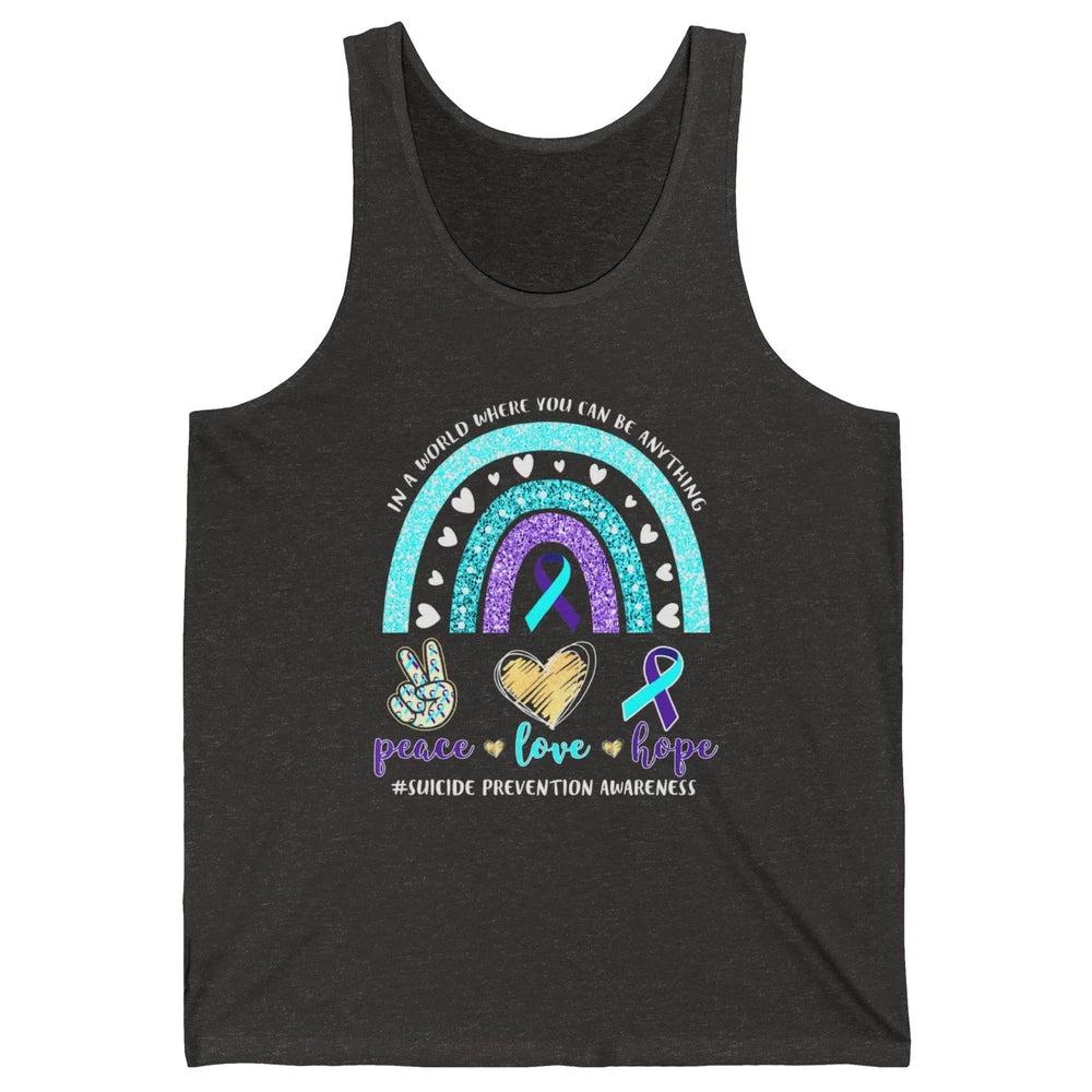 Peace Hope Love Rainbow Suicide Prevention Awareness Month Unisex Jersey Tank
