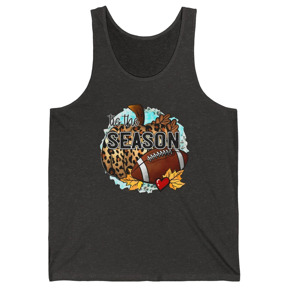 Leopard Football Pumpkin Tis The Season Fall Leaves Autumn Unisex Jersey Tank