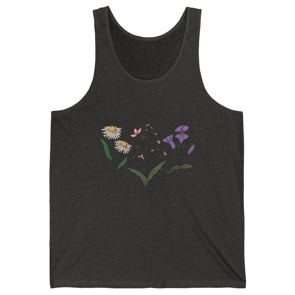 No Rain No Flowers Minimalist Wildflower Positive Mind Plant Unisex Jersey Tank