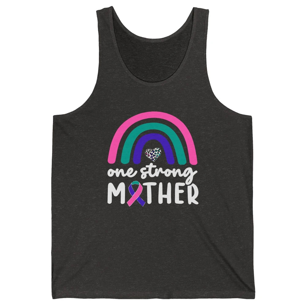 One Strong Mother Teal Rainbow Warrior Thyroid Cancer Month Unisex Jersey Tank