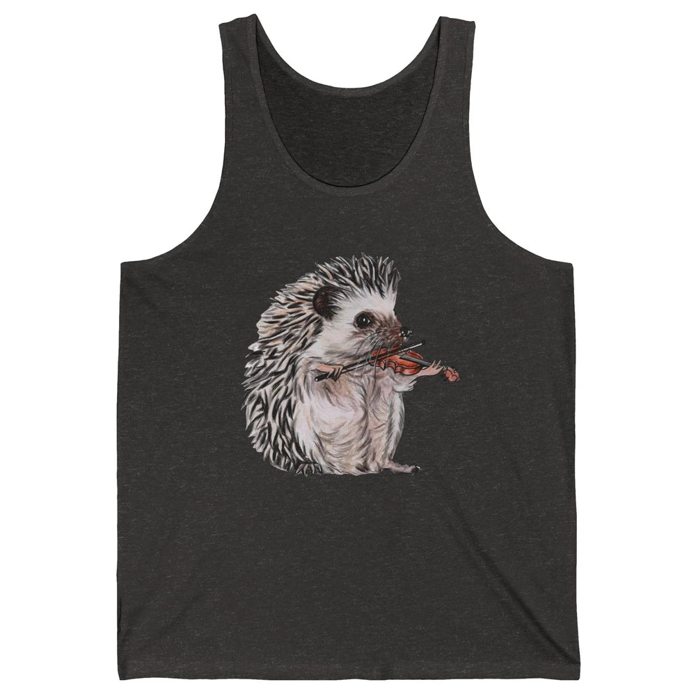 Retro Hedgehog Playing Viloin Musician Violinist Hedgehog Unisex Jersey Tank