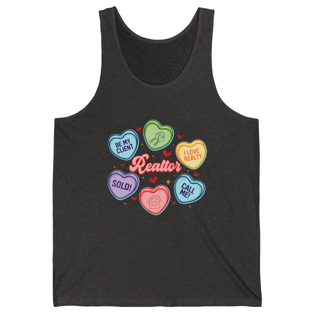 Heart Candy Valentines Day Funny Real Estate Be Mine Realtor Unisex Jersey Tank