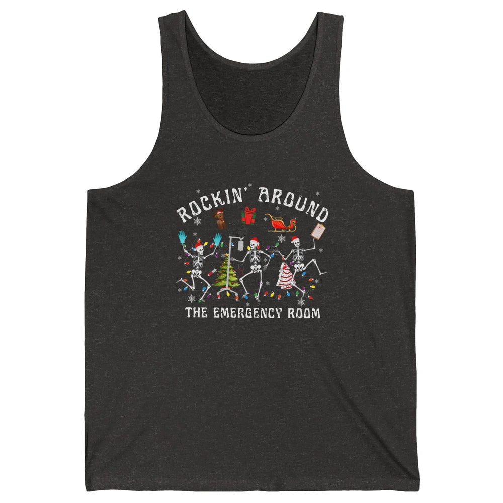 Merry Christmas Rocking Around Emergency Room Skeleton Nurse Unisex Jersey Tank