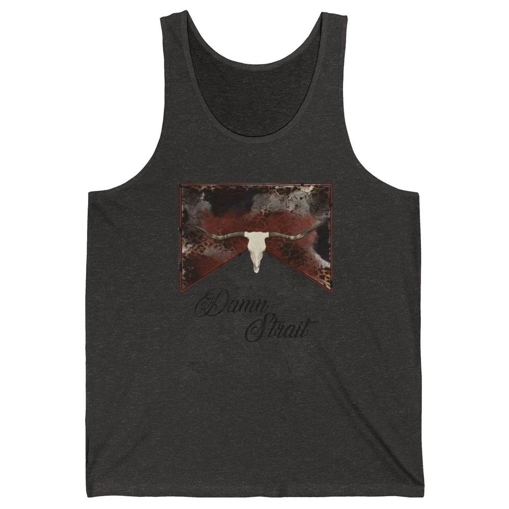 Retro Leopard Bull Skull Damn Strait Western Country Cowboy Unisex Jersey Tank