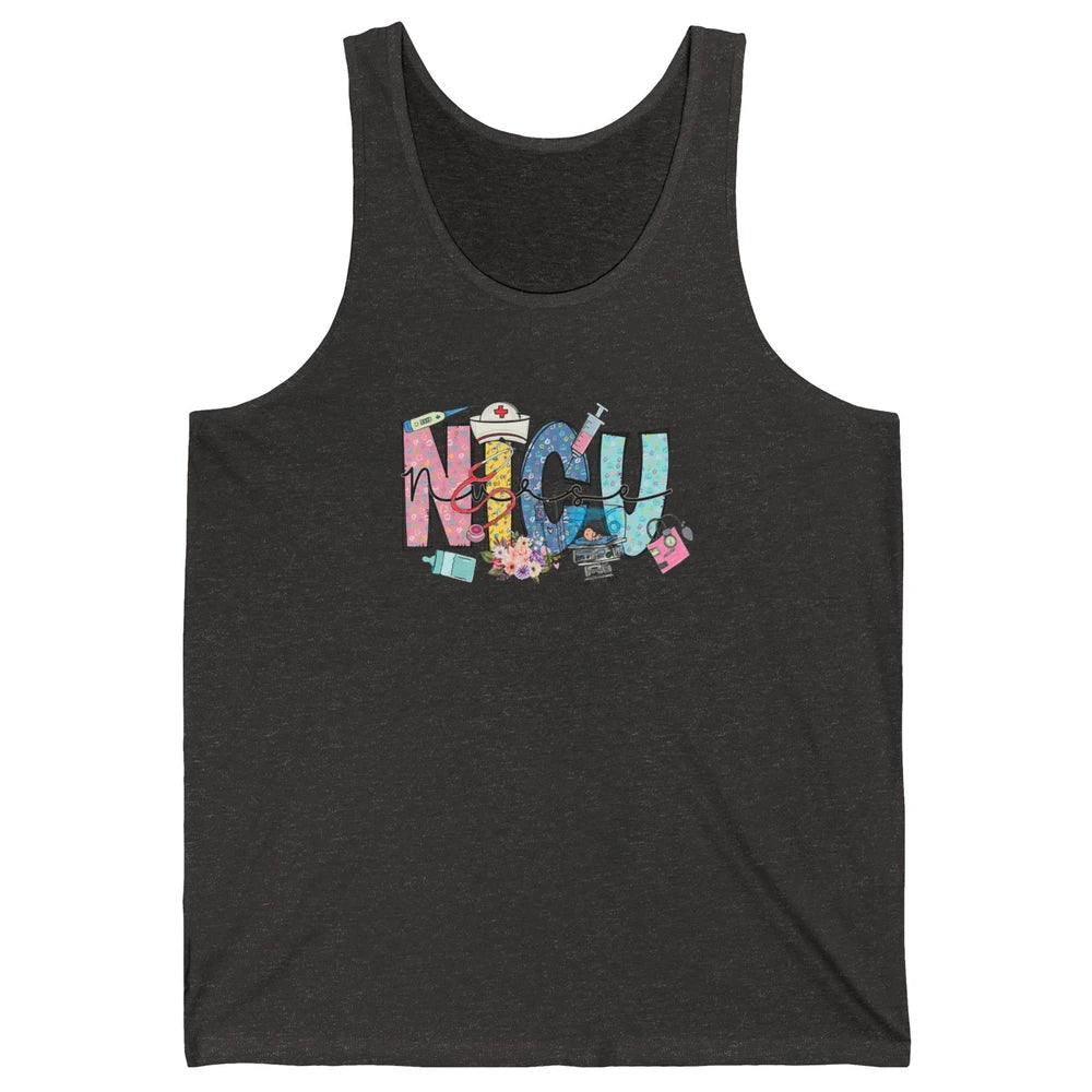 Nicu Nurse Registered Therapist Nursing Floral Leopard Care Unisex Jersey Tank