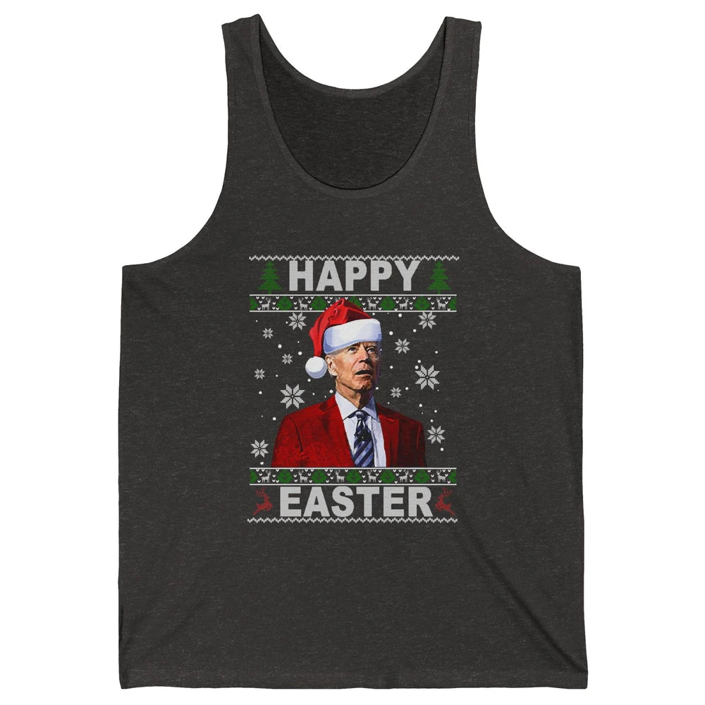 Funny Biden Santa Hat Happy Easter Anti Biden Christmas Unisex Jersey Tank