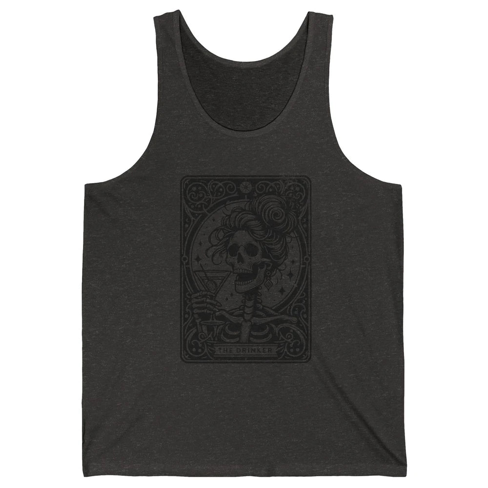 Skeleton The Drinker Tarot Card Halloween Drunk Mom Drinking Unisex Jersey Tank