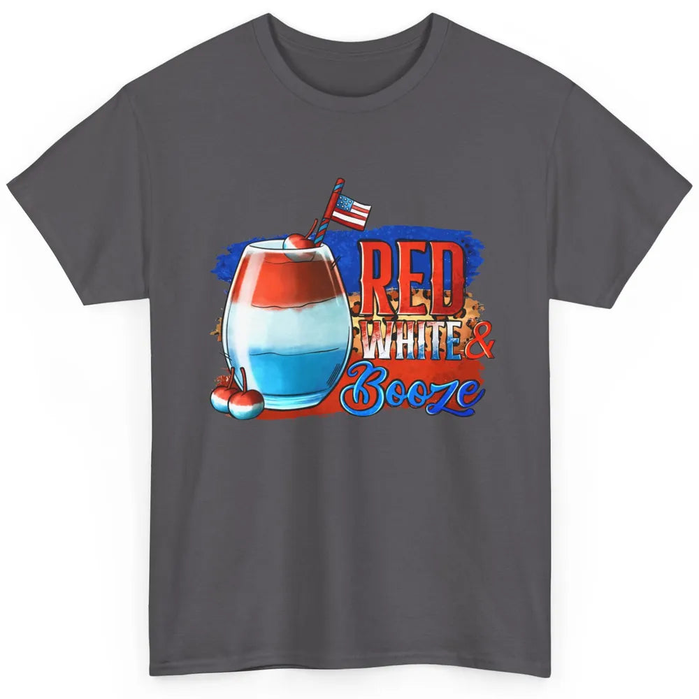 Red White & Booze Leopard US Flag 4th of July American Booze Classic Unisex T-Shirt