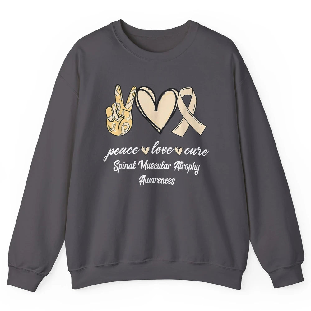 Peace Love Cure Cream Ribbon Spinal Muscular Atrophy SMA Unisex Crewneck Sweatshirt