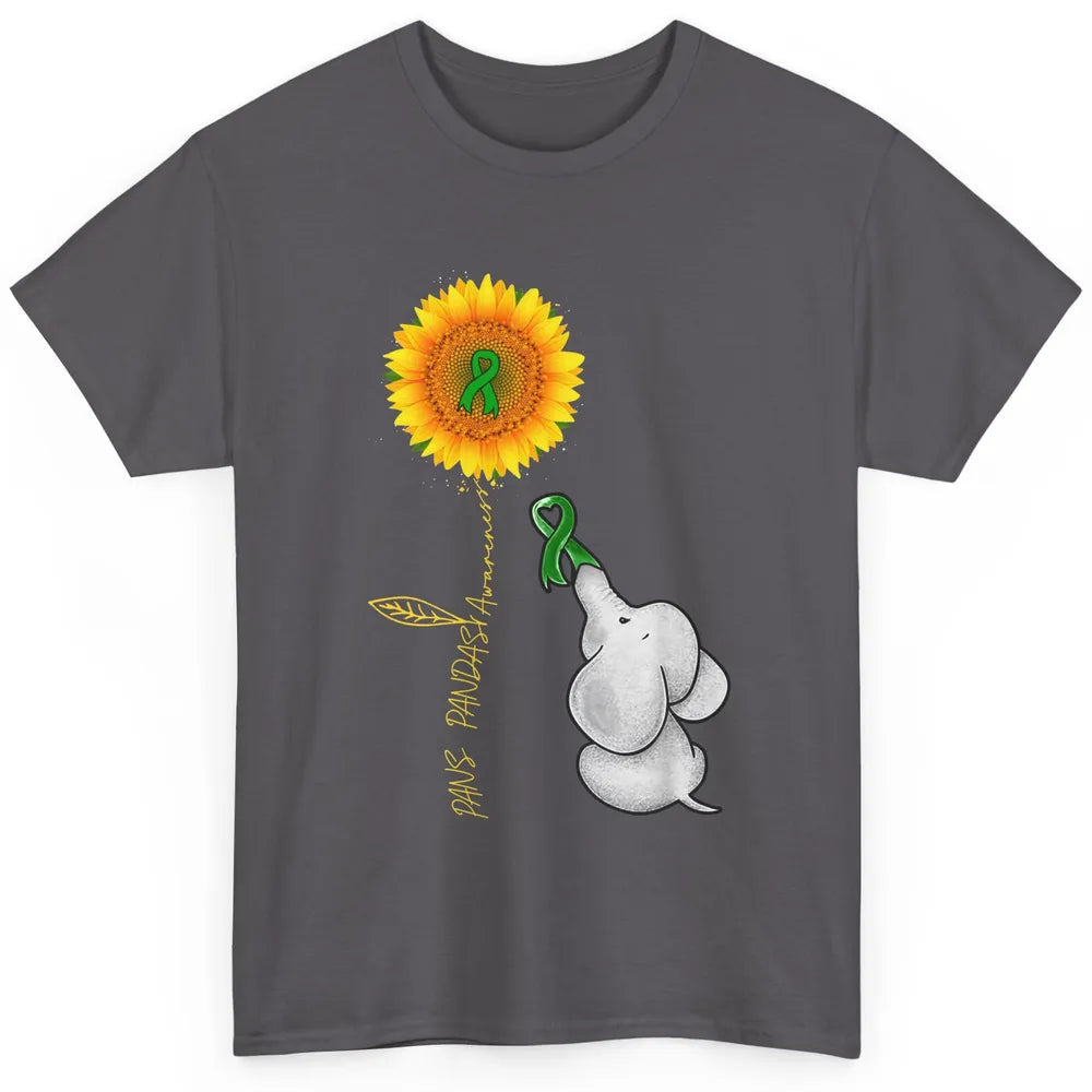 PANS/PANDAS Awareness Green Ribbon Sunflower Baby Elephant Classic Unisex T-Shirt