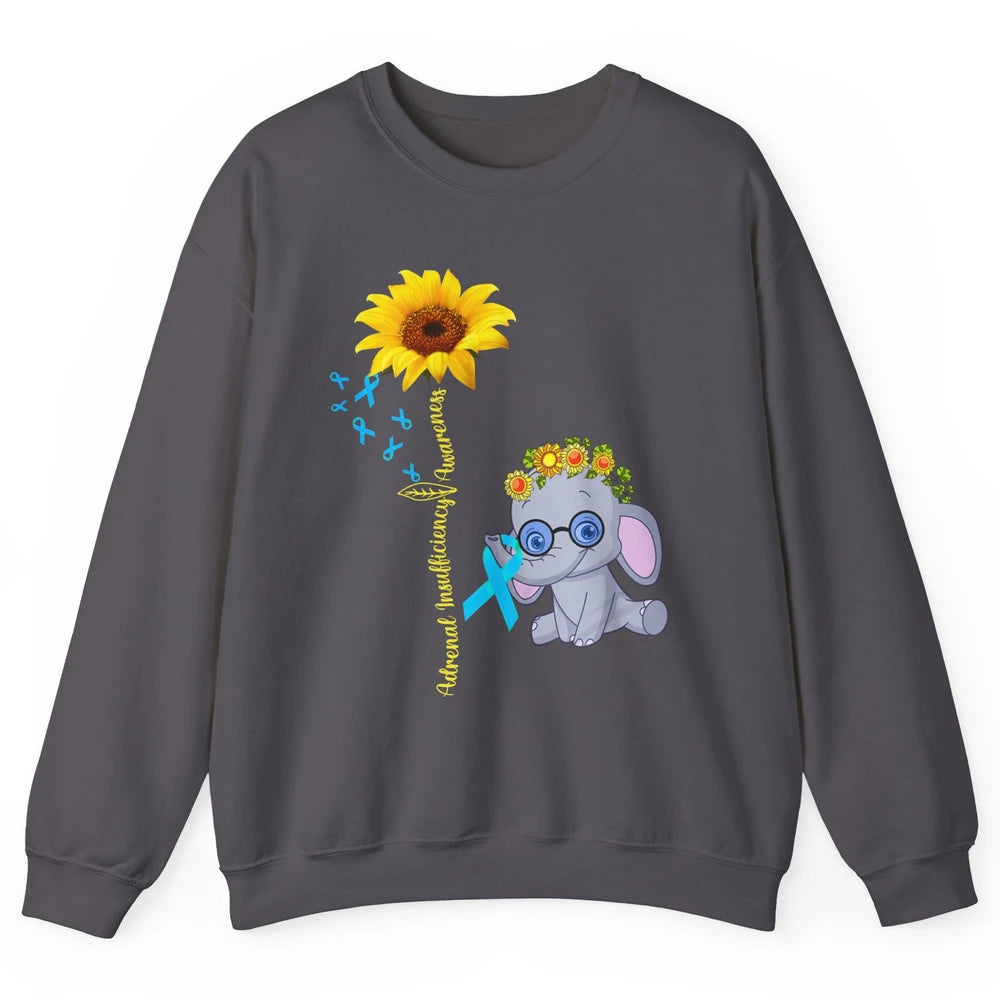 Adrenal Insufficiency Awareness Baby Elephant Sunflower Unisex Crewneck Sweatshirt
