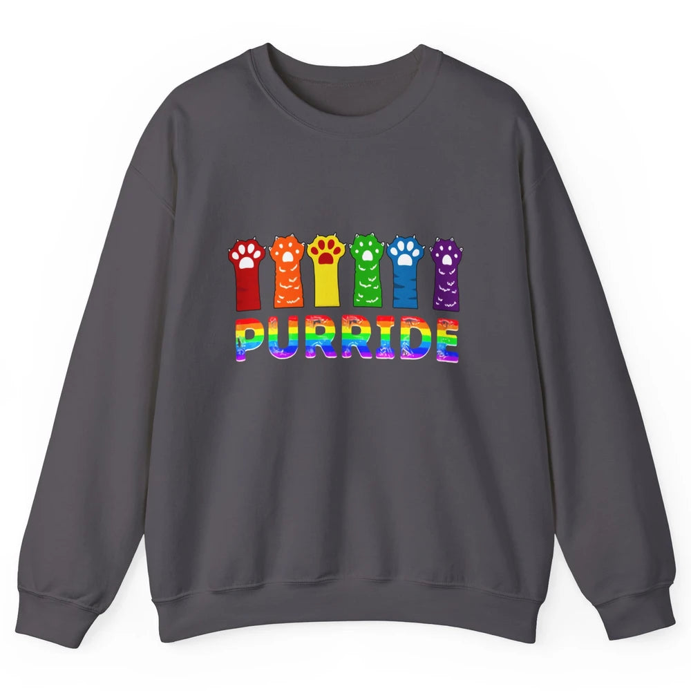 Purride Funny Cat Lover LGBT Pride Awareness Gift LGBT Month Unisex Crewneck Sweatshirt