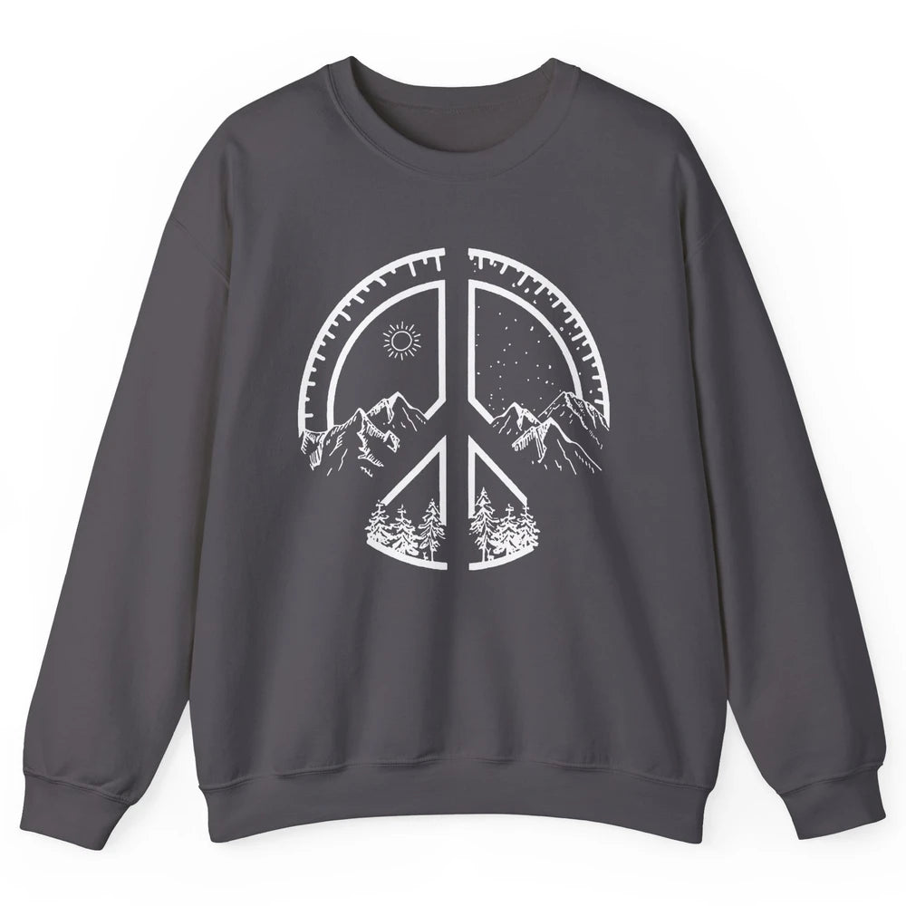 Peace Love Hiking Mountain Hikers Exploring Nature Camping Unisex Crewneck Sweatshirt