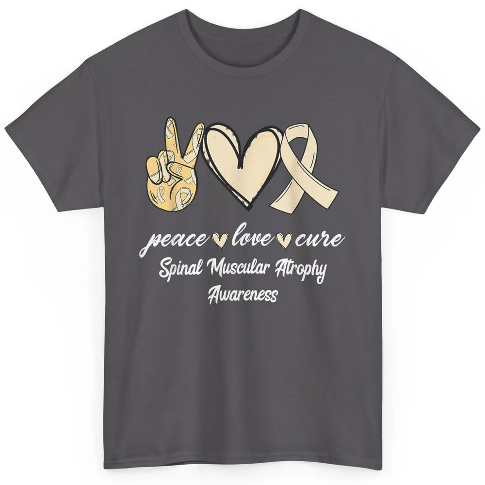 Peace Love Cure Cream Ribbon Spinal Muscular Atrophy SMA Classic Unisex T-Shirt