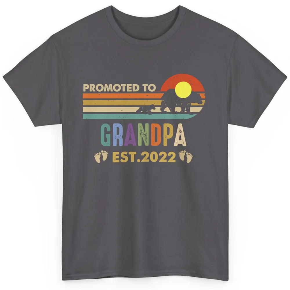 Retro Bear Sunset Promoted To Grandpa Est 2022 Grandpa Gift Classic Unisex T-Shirt