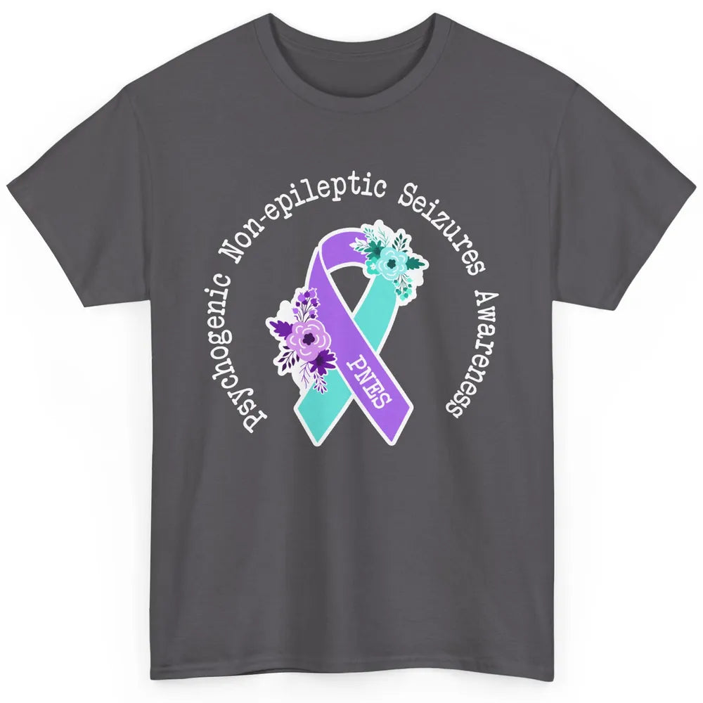 Psychogenic Non-epileptic Seizures PNES Purple Teal Ribbon Classic Unisex T-Shirt