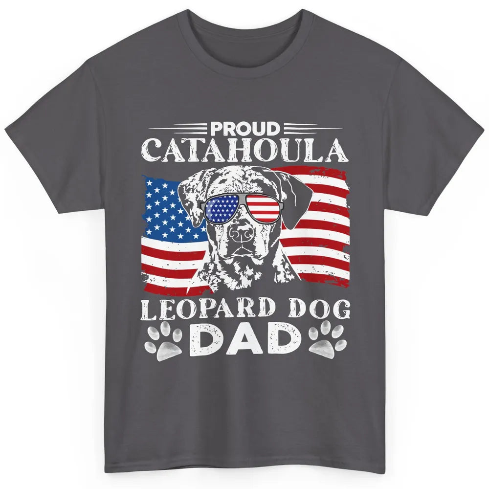 Proud Catahoula Leopard Dog Dad US Flag Patriotic 4th July Classic Unisex T-Shirt
