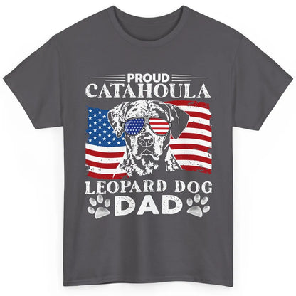 Proud Catahoula Leopard Dog Dad US Flag Patriotic 4th July Classic Unisex T-Shirt