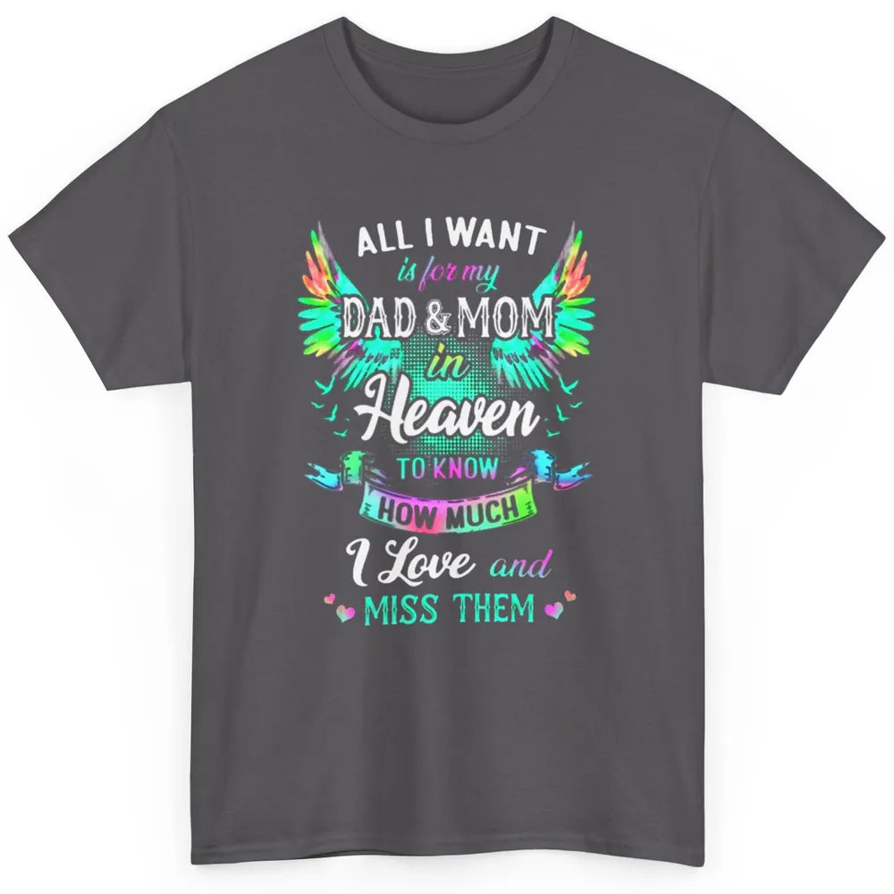 My Mom And Dad In Heaven Angel Wings Mother Memories Forever Classic Unisex T-Shirt