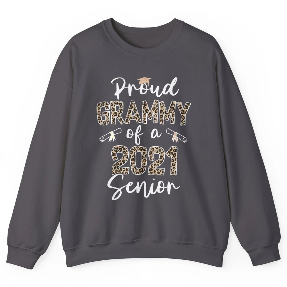 Proud Grammy Of A 2021 Senior Senior 2021 Grad Party Leopard Unisex Crewneck Sweatshirt