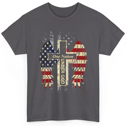 Patriotic One Nation Under God American Flag Faith Cross Classic Unisex T-Shirt