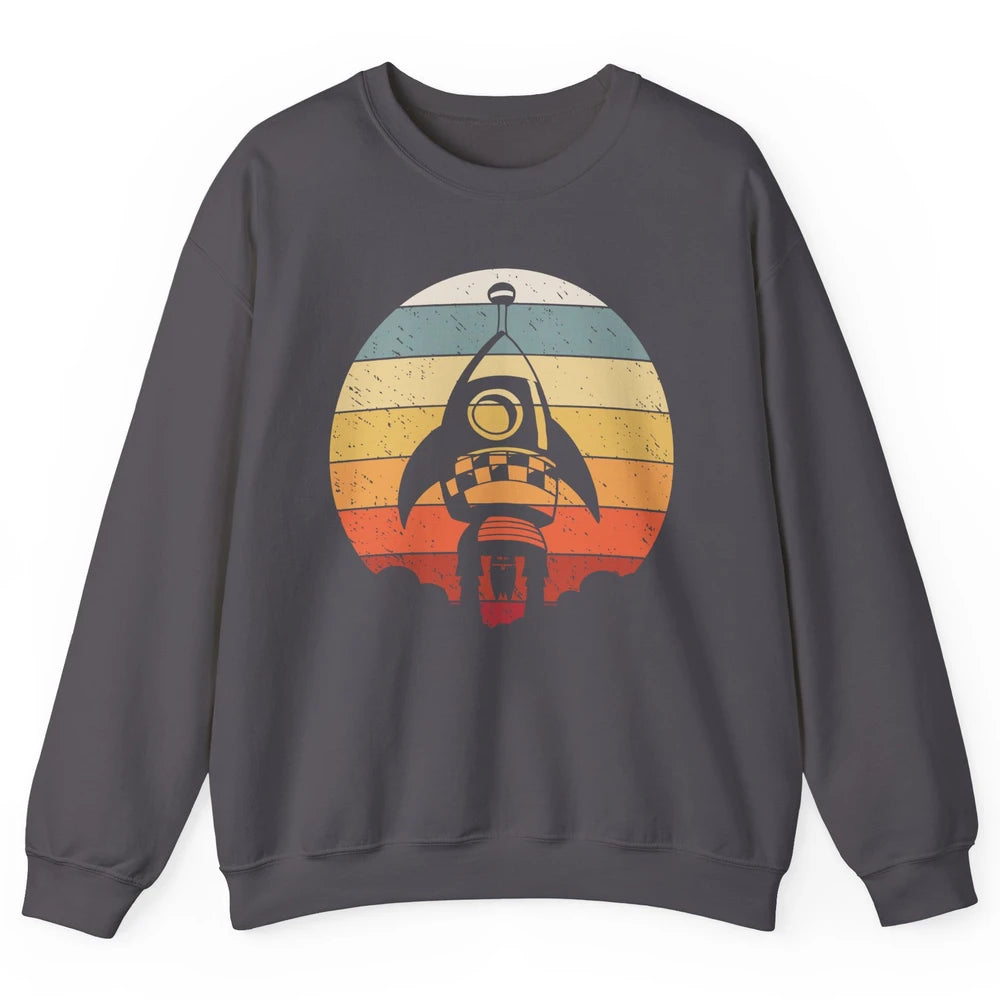 Retro Astronaut Spaceship Spacecraft Spaceman Rocket Launch Unisex Crewneck Sweatshirt