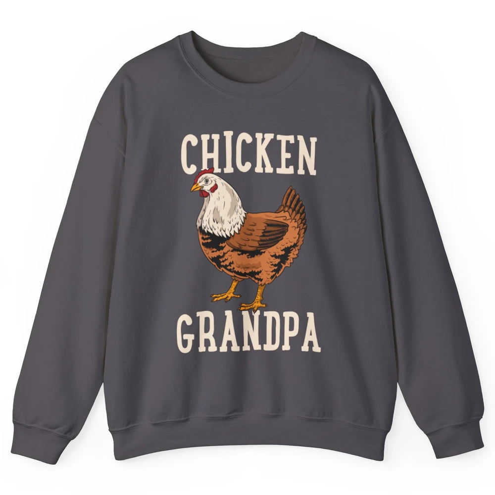 Retro Chicken Grandpa Funny Grandfather Vintage Farm Animal Unisex Crewneck Sweatshirt