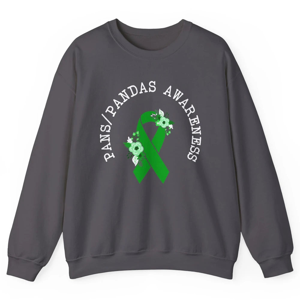 PANS/PANDAS Awareness Floral Green Ribbon Pans Disease Unisex Crewneck Sweatshirt