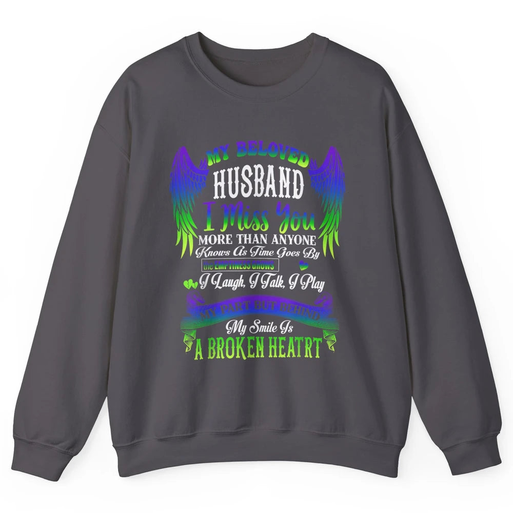 My Husband My Angel In Heaven Love Miss You Husband Wings Unisex Crewneck Sweatshirt