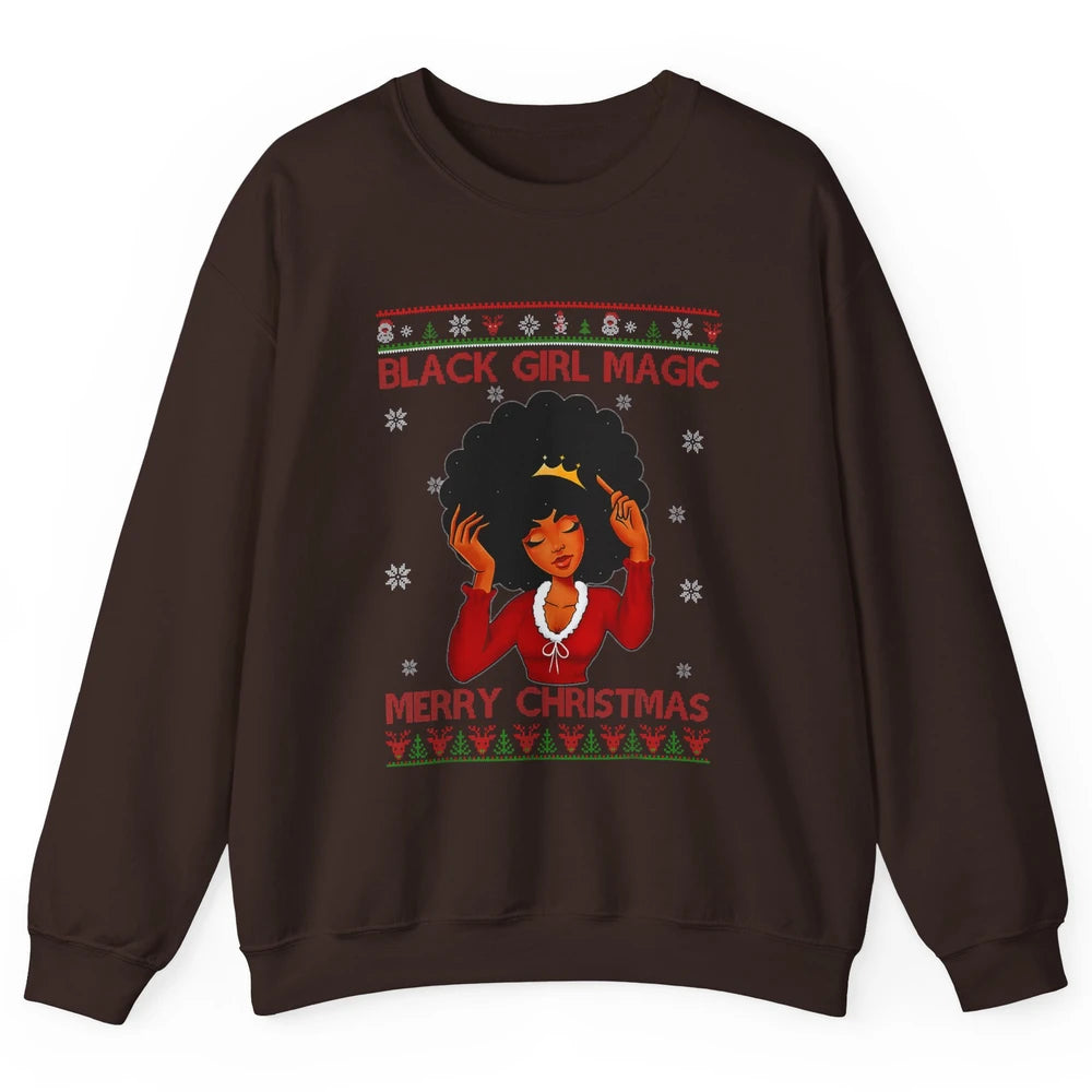 Ugly African Girl American Melanin Christmas Santa Hat Afro Unisex Crewneck Sweatshirt