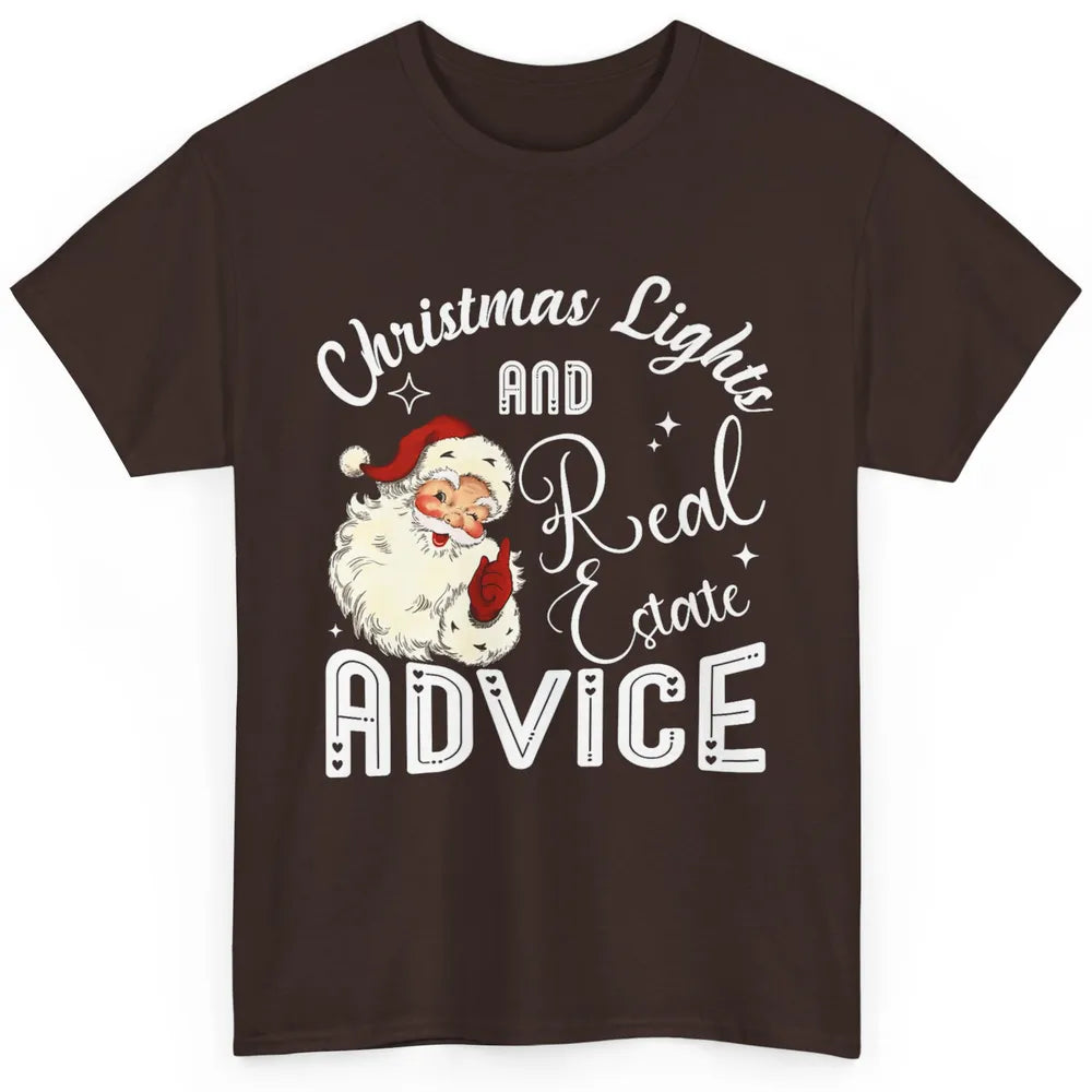 Merry Christmas Xmas Lights Santa Realtor Real Estate Advice Classic Unisex T-Shirt