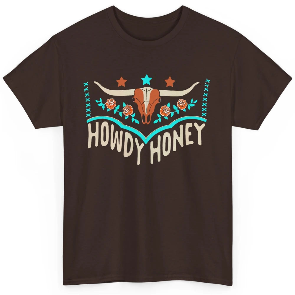 Retro Bull Skull Howdy Honey Western Country Cowboy Gift Classic Unisex T-Shirt