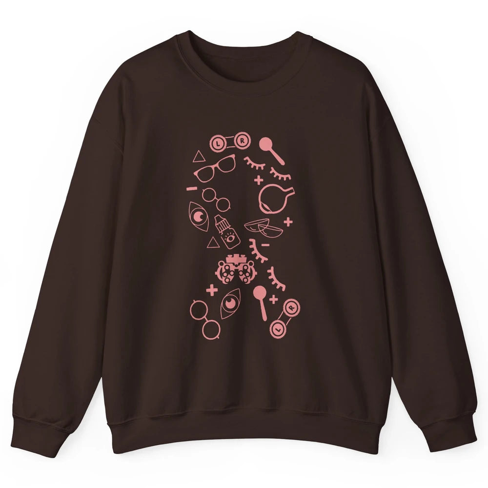 Optical Symbol Pink Ribbon Breast Cancer Support Optometrist Unisex Crewneck Sweatshirt
